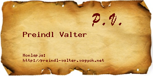 Preindl Valter névjegykártya